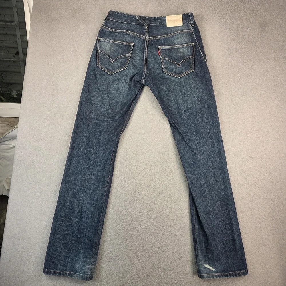 Levi's Jeans Mens Blue Denim Selvedge‎ Straight Leg Two Horse Fits 30x34 Altered